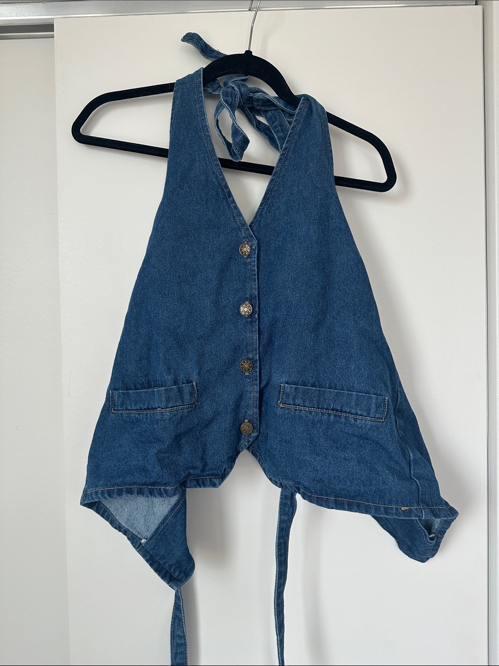 Lioness Blue Denim Halter Tie-Back Tank